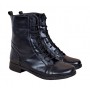 Ghete dama casual, din piele naturala, fermoar, imblanite, Negru ROV217N